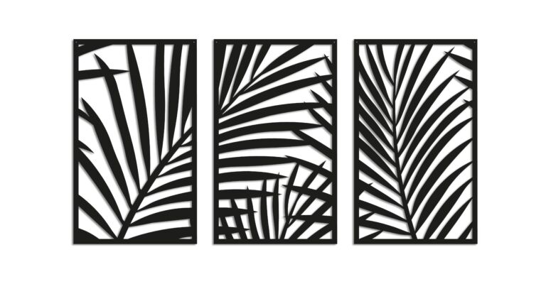 Metalen wanddecoratie Ferns 3-parts