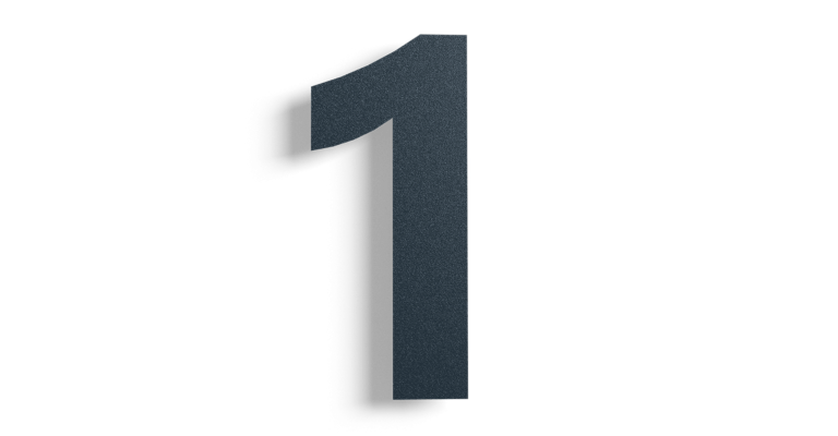Zwart RVS huisnummer 1 - 500mm