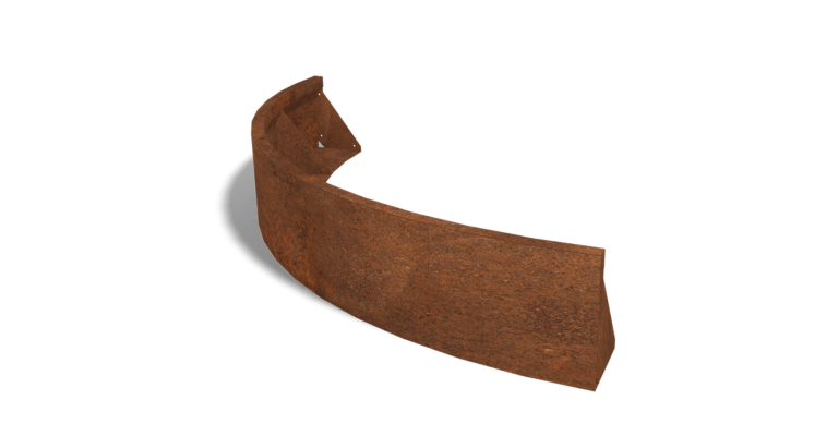 Cortenstaal keerwand buitenbocht 1500x1500mm (hoogte 300mm)