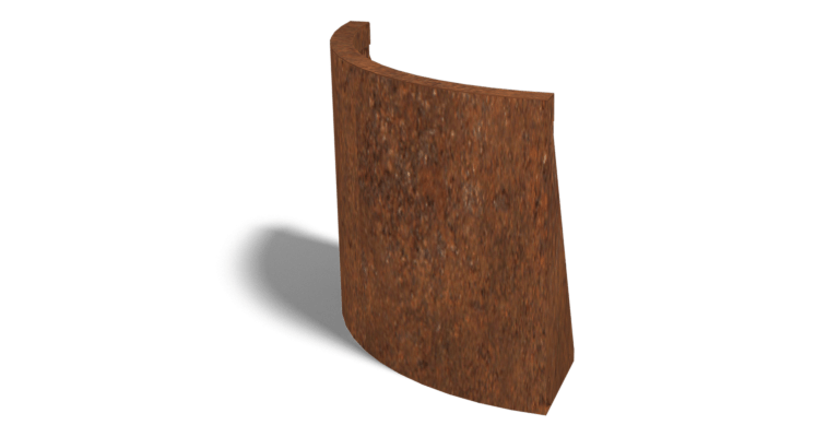 Cortenstaal keerwand buitenbocht 500x500mm (hoogte 500mm)
