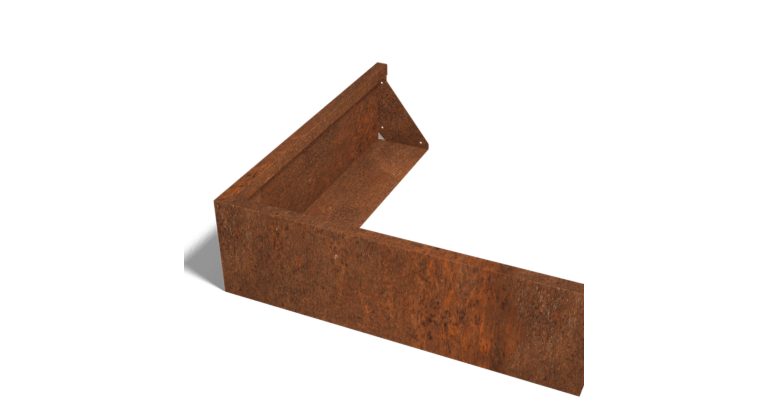 Cortenstaal keerwand buitenhoek 1000x1000mm (hoogte 300mm)