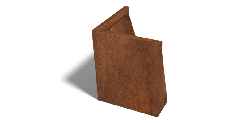Cortenstaal keerwand buitenhoek 500x500mm (hoogte 600mm)