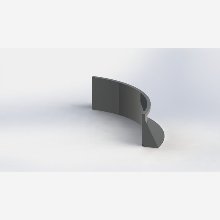 Gepoedercoat staal keerwand binnenbocht 1000x1000mm (hoogte 400mm)