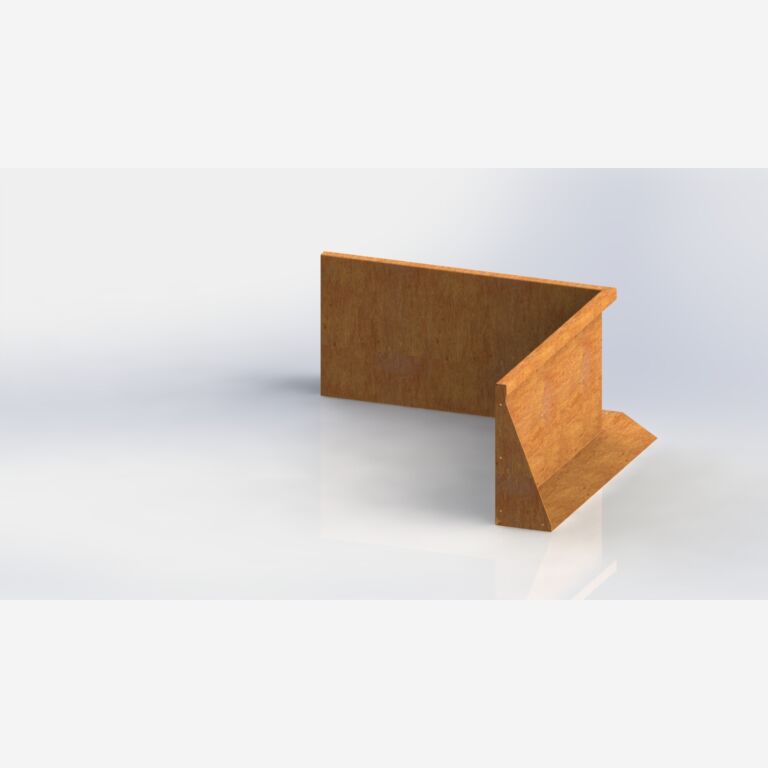 Cortenstaal keerwand binnenhoek 1000x1000mm (hoogte 500mm)