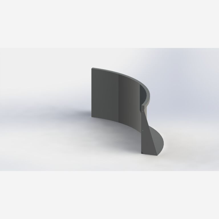Gepoedercoat staal keerwand binnenbocht 1000x1000mm (hoogte 600mm)