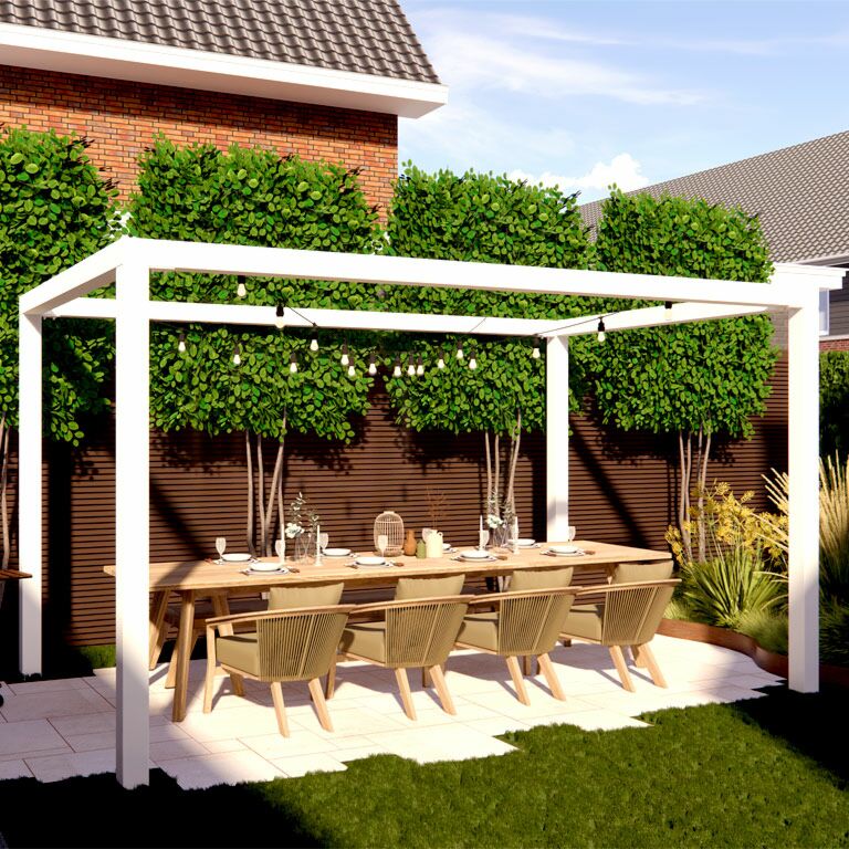 Gepoedercoat staal pergola vierkant opstelling 224 x 200 cm