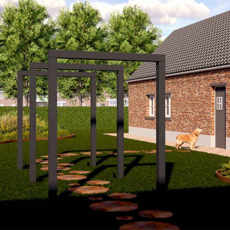 Gepoedercoat staal pergola recht 300 cm