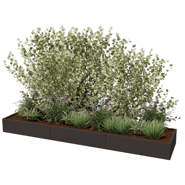 Gepoedercoat staal plantenbak Texas xxl 360 x 80 cm