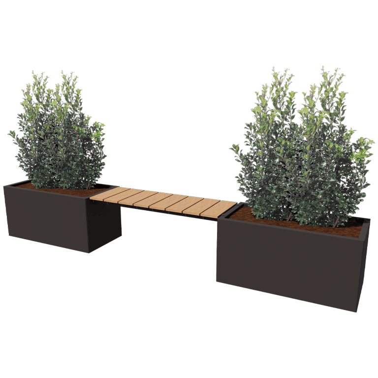 Gepoedercoat staal plantenbak met bankje Vegas Texas