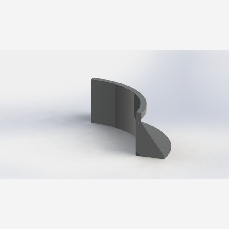 Gepoedercoat staal keerwand binnenbocht 500x500mm (hoogte 300mm)