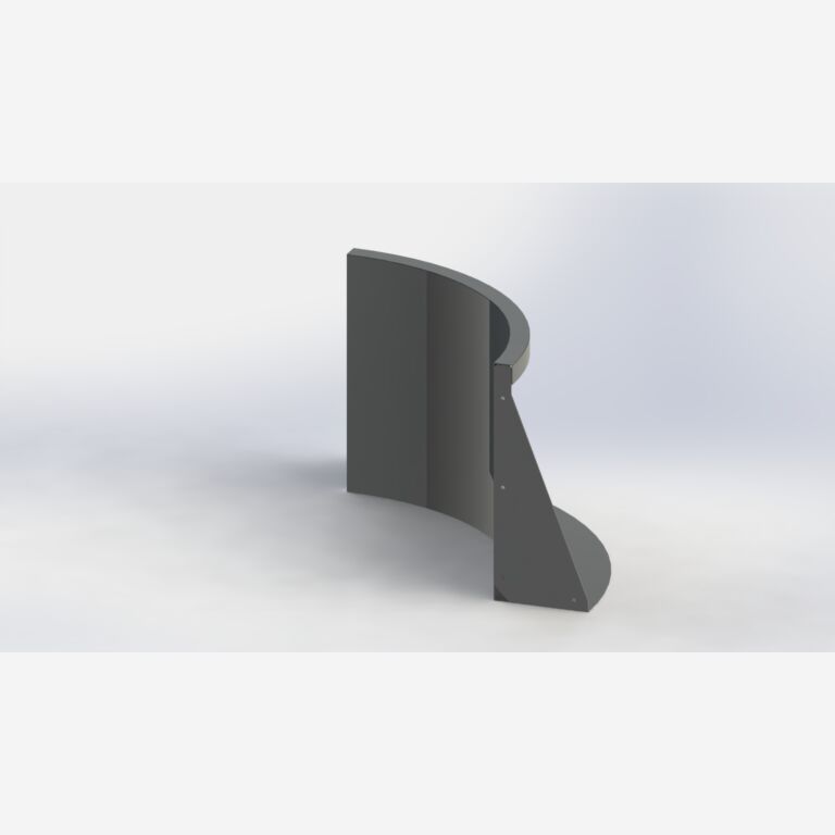 Gepoedercoat staal keerwand binnenbocht 500x500mm (hoogte 500mm)