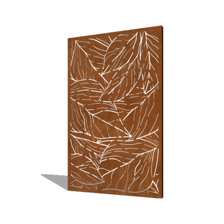 Cortenstaal paneel bladeren 120 x 6 x 190 cm