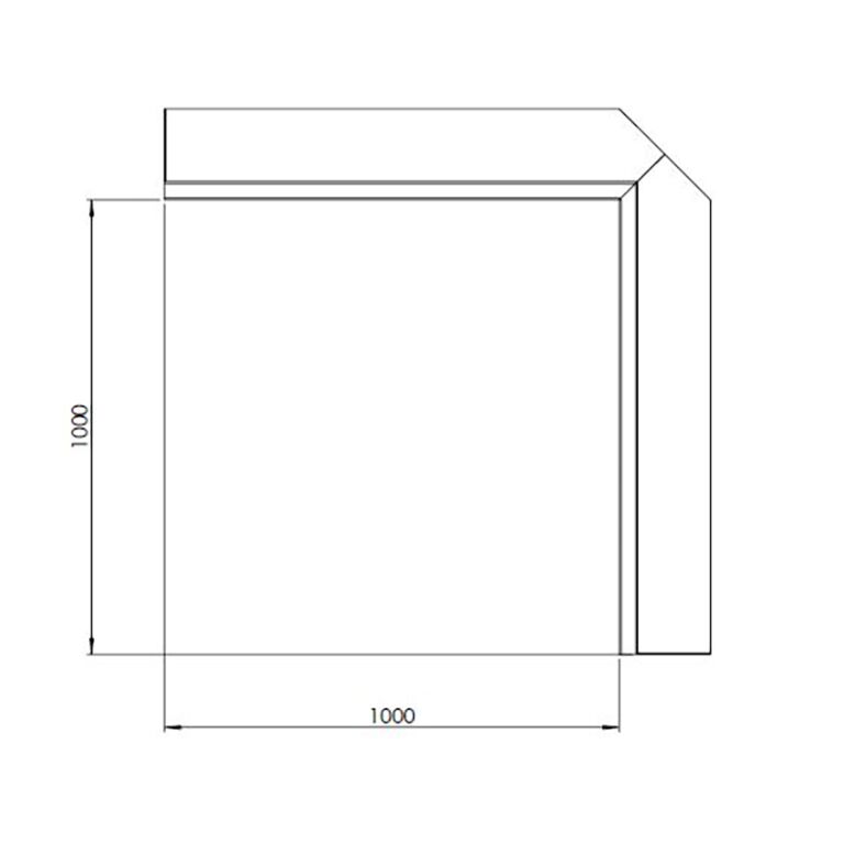 Gepoedercoat staal keerwand binnenhoek 100 x 100 cm (hoogte 30 cm)