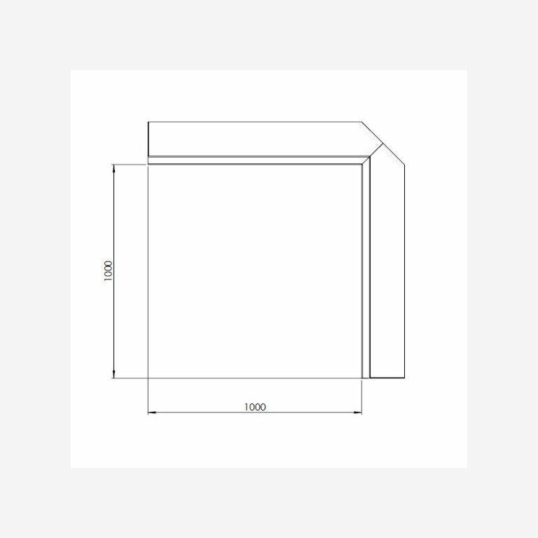 Gepoedercoat staal keerwand binnenhoek 1000x1000mm (hoogte 400mm)