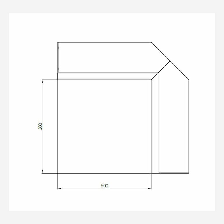 Gepoedercoat staal keerwand binnenhoek 500x500mm (hoogte 300mm)