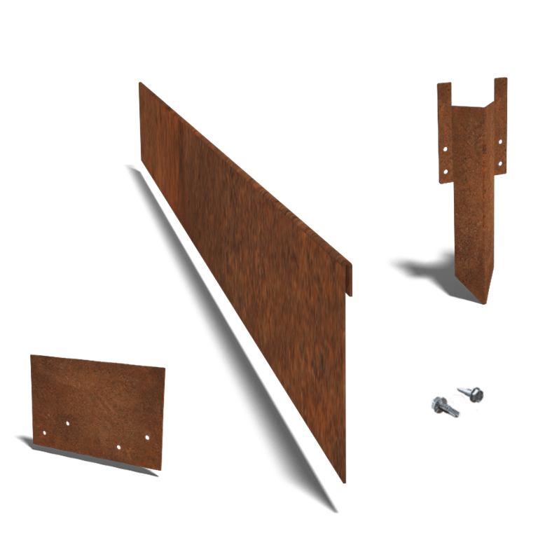 Cortenstaal kantopsluiting geplet 13 cm complete set per 15 meter