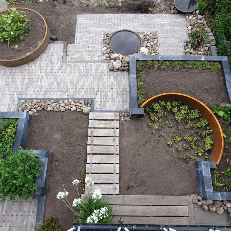 Cortenstaal keerwand binnenbocht 1000x1000mm (hoogte 400mm)