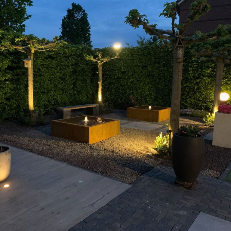 Cortenstaal watertafel 1200x1200x400