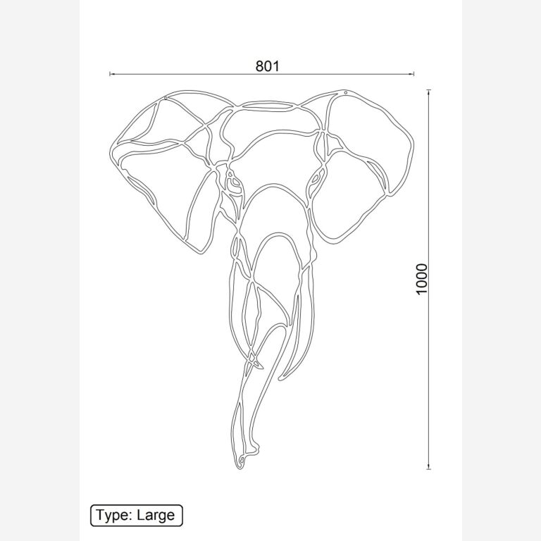 Metalen wanddecoratie Olifant 1.0