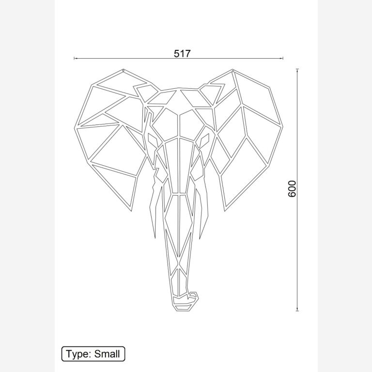 Metalen wanddecoratie Olifant 2.0