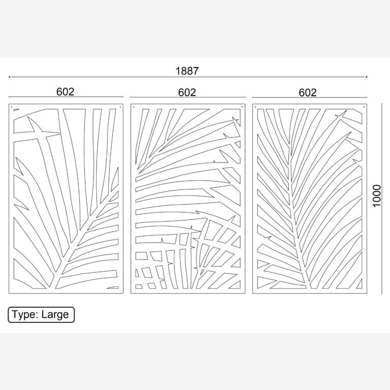 Cortenstaal wanddecoratie Ferns 3-parts