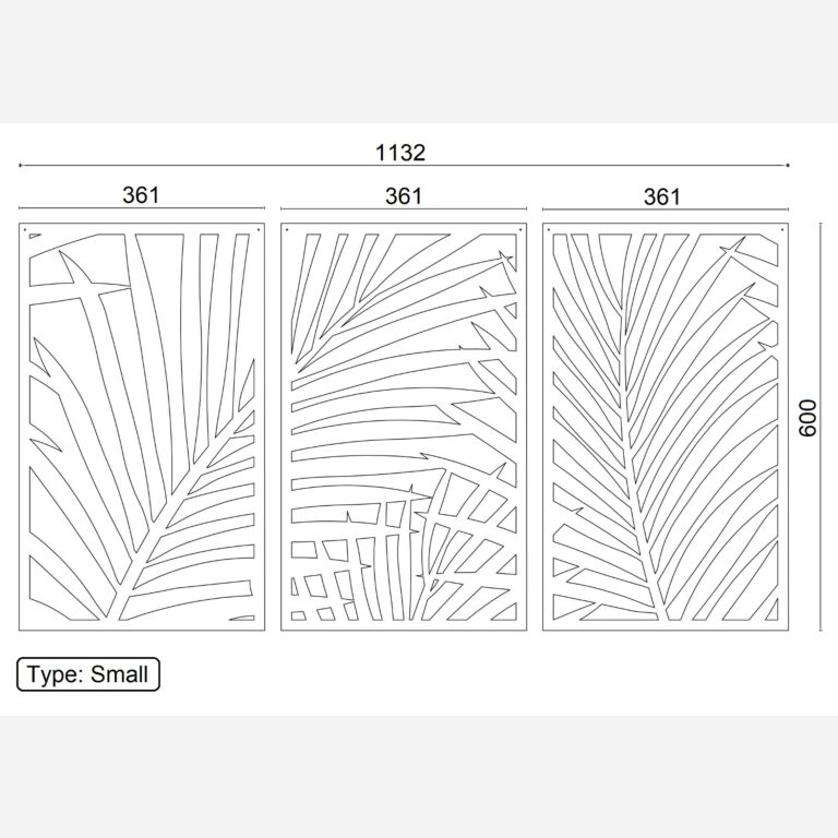 Cortenstaal wanddecoratie Ferns 3-parts