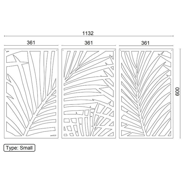 Metalen wanddecoratie Ferns 3-parts