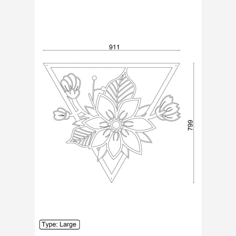 Cortenstaal wanddecoratie Bloem 1.0