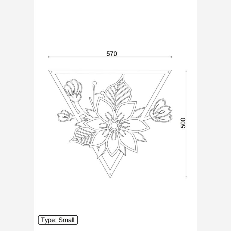 Cortenstaal wanddecoratie Bloem 1.0