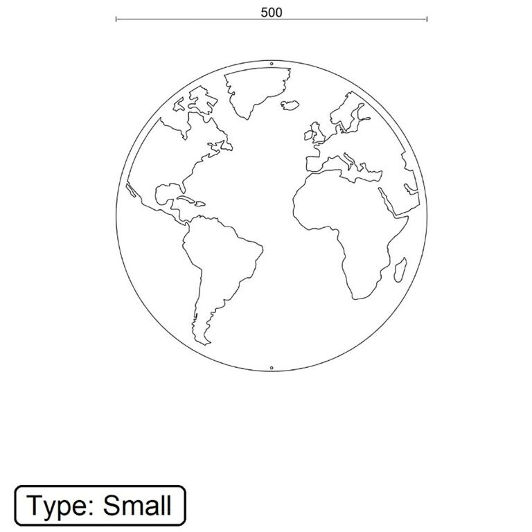 Cortenstaal wanddecoratie Wereldkaart