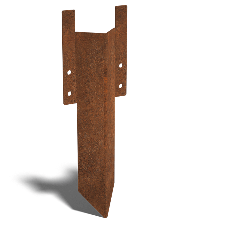 Cortenstaal grondpin laag 12 - 15 cm