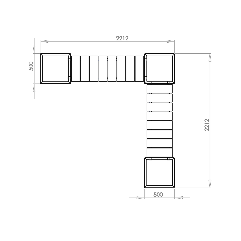 Gepoedercoat staal plantenbak Vegas Miami hoekopstelling