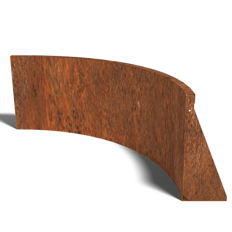 Cortenstaal keerwand binnenbocht 1000x1000mm (hoogte 500mm)