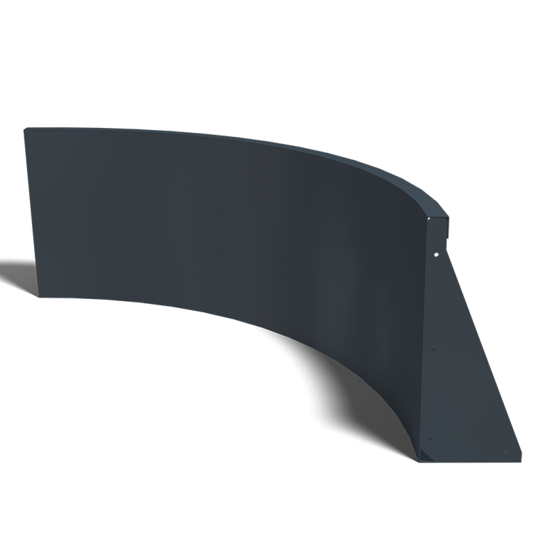 Gepoedercoat staal keerwand binnenbocht 1000x1000mm (hoogte 500mm)