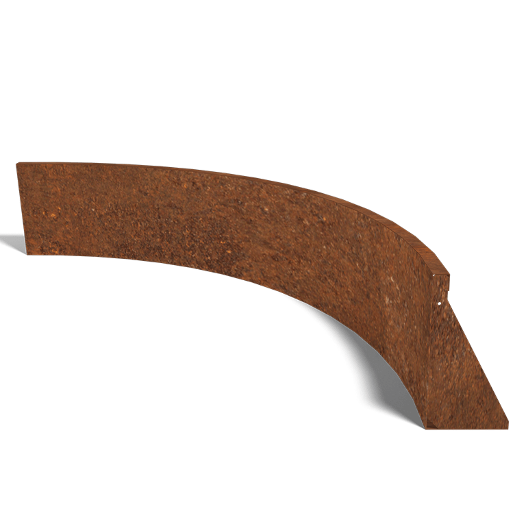 Cortenstaal keerwand binnenbocht 1500x1500mm (hoogte 400mm)