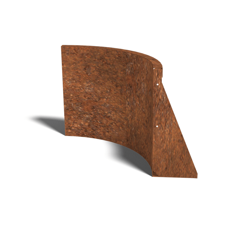 Cortenstaal keerwand binnenbocht 500x500mm (hoogte 500mm)