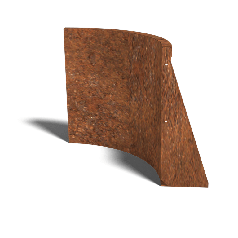 Cortenstaal keerwand binnenbocht 500x500mm (hoogte 600mm)