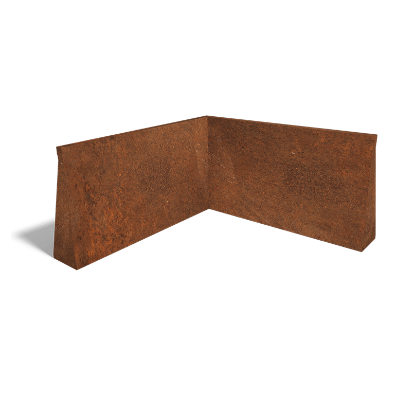 Cortenstaal keerwand binnenhoek 1000x1000mm (hoogte 600mm)