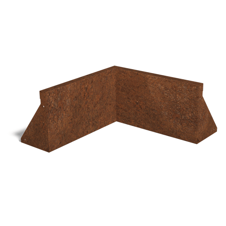Cortenstaal keerwand binnenhoek 500x500mm (hoogte 300mm)