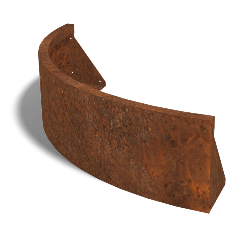 Cortenstaal keerwand buitenbocht 1000x1000mm (hoogte 300mm)