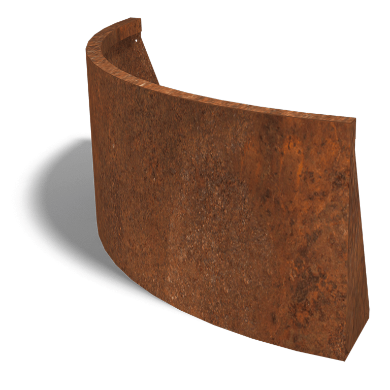 Cortenstaal keerwand buitenbocht 1000x1000mm (hoogte 500mm)