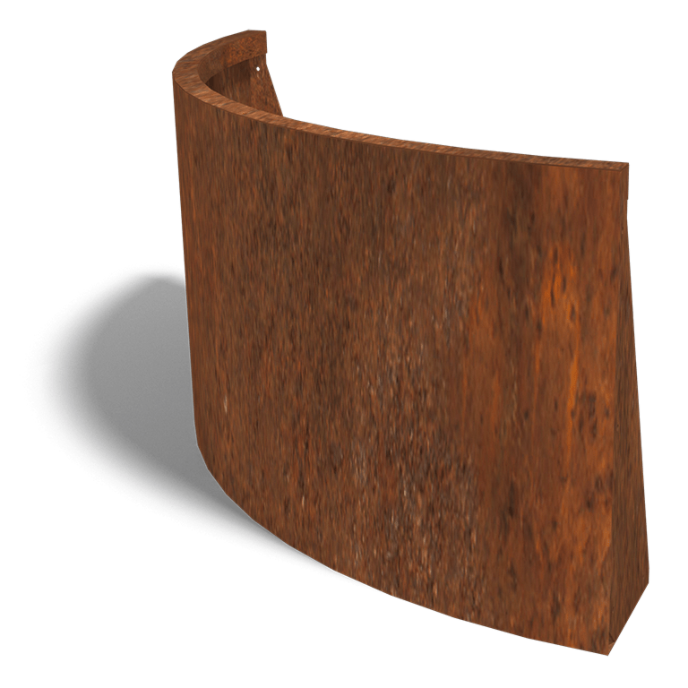 Cortenstaal keerwand buitenbocht 1000x1000mm (hoogte 600mm)