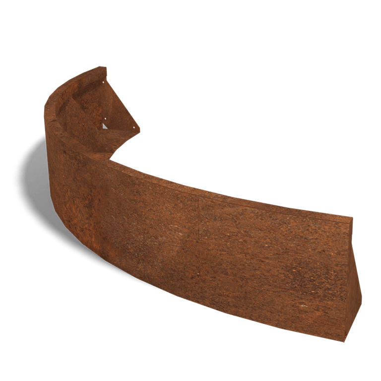 Cortenstaal keerwand buitenbocht 1500x1500mm (hoogte 300mm)