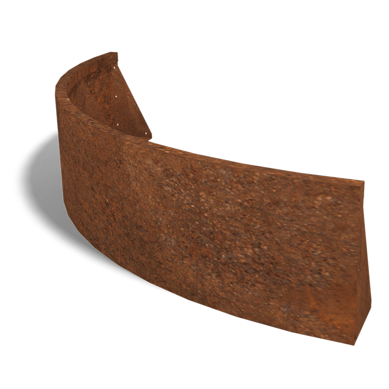 Cortenstaal keerwand buitenbocht 1500x1500mm (hoogte 400mm)