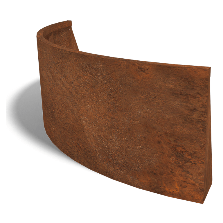 Cortenstaal keerwand buitenbocht 1500x1500mm (hoogte 600mm)