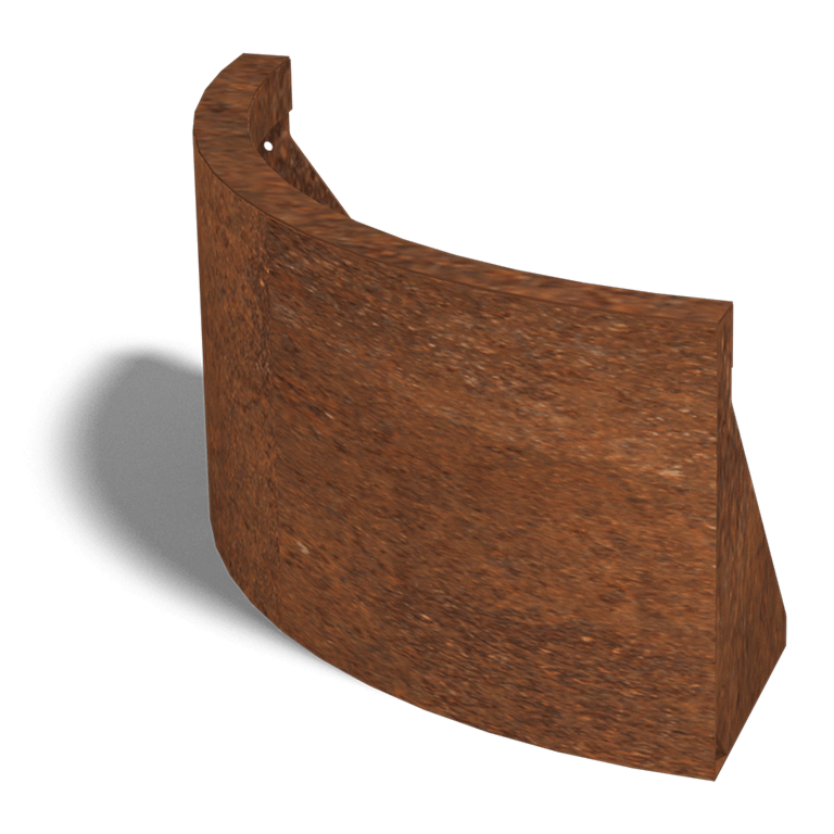 Cortenstaal keerwand buitenbocht 500x500mm (hoogte 300mm)