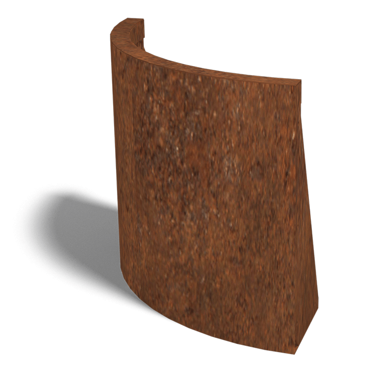 Cortenstaal keerwand buitenbocht 500x500mm (hoogte 500mm)