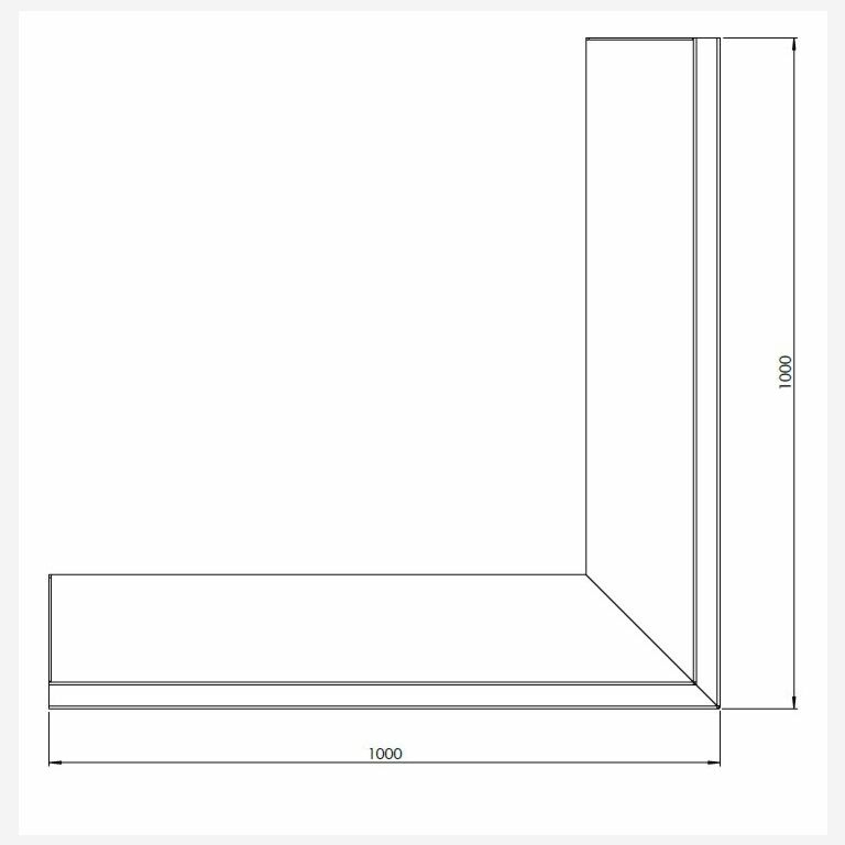 Cortenstaal keerwand buitenhoek 1000x1000mm (hoogte 300mm)