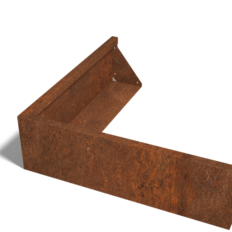 Cortenstaal keerwand buitenhoek 1000x1000mm (hoogte 300mm)