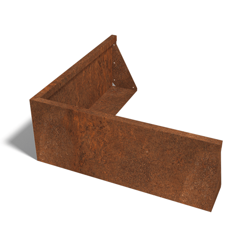Cortenstaal keerwand buitenhoek 1000x1000mm (hoogte 400mm)